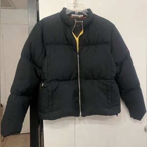 Vintage Y2K Tommy Hilfiger Goose Down Puffer Jacket Coat Black Yellow 2002 L